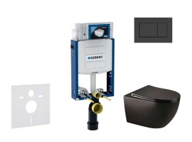 GEBERIT - Kombifix Set předstěnové instalace, klozetu Gaia a sedátka softclose, tlačítko Sigma30, matná černá/černá SANI15CA5502