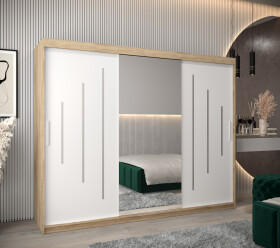Šatní skříň Abi Y1 Barva korpusu: Dub Sonoma, Rozměry: 250 cm, Dveře: Bílá