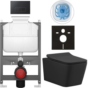 CERANO - Kompletní WC set Basic/Forte - černá matná - WC tlačítko Modulo/Černá - ovládání shora - předstěnová instalace - 51x36 CER-8050BD86410