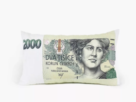 Ptakoviny.cz Polštář bankovka Kč 2000 - 30x50cm