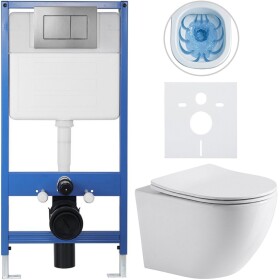 CERANO - Kompletní WC set Profi/Cesso - bílá lesklá - WC tlačítko Classic/Tmavě šedá - předstěnová instalace - 49x36 CER-174027