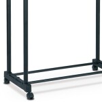 Stojan na šaty dvojramenný s odkladačem, černá barva, kov / plast, chrom