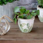 Chic Antique Obal na květiny Floral Verte Ø 12,5 cm, zelená barva, keramika