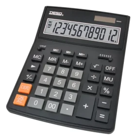 AVELI DESQ XXL černá / Stolní kalkulačka / 12místná / duální napájení (30444)
