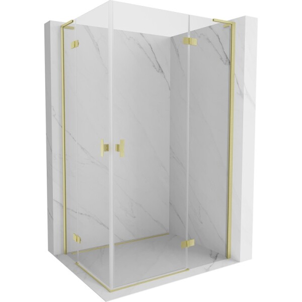 MEXEN/S - Mist-H L Duo sprchový kout dveře křídlové 70 x 90, transparent, zlato kartáčovaná 8A5L-070L-090P-55-00