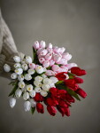 Bloomingville Umělá kytice Tulip Bouquet White 32 cm, bílá barva, multi barva, plast