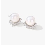 Náušnice s bílou perlou Charis - stříbrné zapínání, zirkon, Stříbrná Bílá