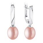 Stříbrné náušnice s levandulovou 8.5-9 mm perlou Graciana, stříbro 925/1000, Levandulová