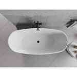 MEXEN/S - Luvo Slim volně stojící vana 170 x 75, bílá, sifon a přepad černá 52801707500-70