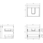 MEXEN - Box-A skříňka pro umyvadlo 50, 2 zásuvky, černá mat 91AX0-0500-470-2-71
