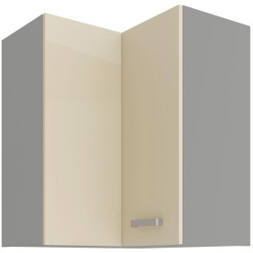 Horní rohová skříňka 60x60 GN-72 2F (90°) Barva korpusu: Šedá, Barva dvířek: Krémový lesk (Karmen)