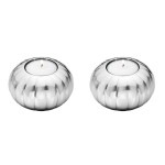 Georg Jensen Nerezový svícen Bernadotte Mirror – set 2 ks, stříbrná barva, kov