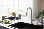 HANSGROHE - Aqittura M91 Dřezová baterie s výsuvnou koncovkou a filtrační hlavicí, vzhled nerezu 76803800