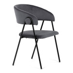 Židle jidelní, šedá látka, černá kovová noha