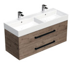 Koupelnová skříňka s černou úchytkou a umyvadlem SAT Cube Way 120x53x46 cm dub Wellington mat CUBE46C1202DWSAT CUBE46C1202DWSAT