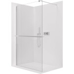 CERANO Sprchová zástěna Walk-in Onyx Round L/P - 8 mm + polička/držák na ručníky - kulatá vzpěra - chrom, transparentní sklo - 130x200 cm
