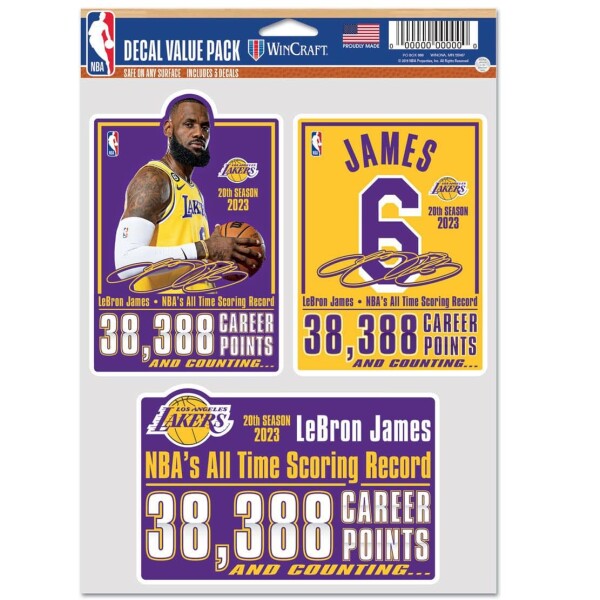 Samolepka Los Angeles Lakers NBA LeBron James 's All Time Scoring Record Set (3 ks)% 1 ks