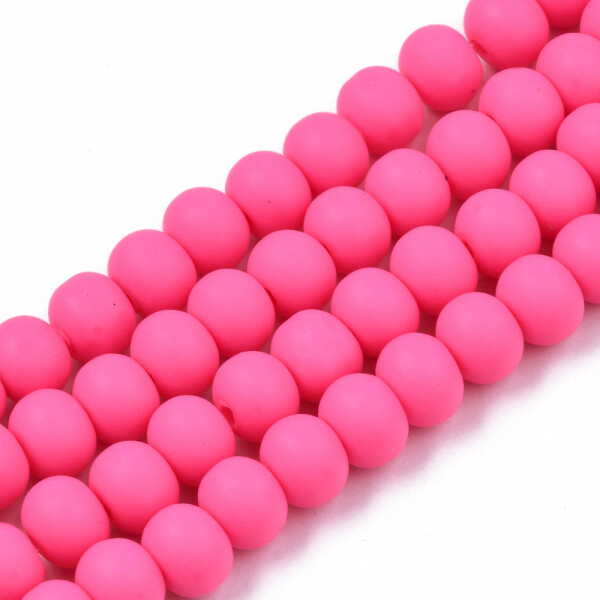 Korálky z polymeru - 7 mm x 5,5 mm - neonově růžové - 10ks