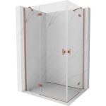 MEXEN/S - Mist H Duo sprchový kout dveře křídlové 70 x 80 cm, transparent, měď kartáčovaná 8A5-070L-080P-65-00