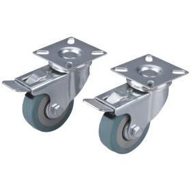 EXTOL PREMIUM 8856025 Kolečko pojezdové, 50mm, otočné+brzda, šedá pryž, 27kg, sada 2ks