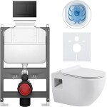 CERANO - Kompletní WC set Basic/Dure - bílá lesklá - WC tlačítko Maxio/Černá - ovládání shora - předstěnová instalace - 51x35 CER-8050BD85884