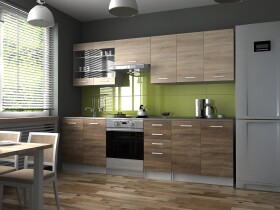 FRONTI Kuchyňská linka PAMELA 260x200 - Sonoma + tobacco - Rychle dodání