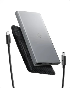 Spigen Essential EA2210 šedá / Powerbanka / 10 000 mAh / 22,5W / 2x USB-C + 1x USB-A (ABA09432)