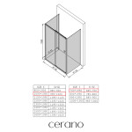 CERANO - Třístěnný sprchový kout Varone POINT U L/P - 6 mm - černá matná, grafitové sklo - 100x70x195 - posuvný CER-8050BD7803