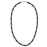 Luxusní pánský náhrdelník Antonio Gold - onyx, zlatý hematit, Černá 45 cm