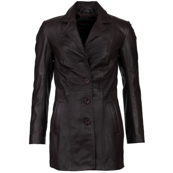 Dámský Kožený Kabát Gabbana Brixton Hnědý Velikost: 3XL