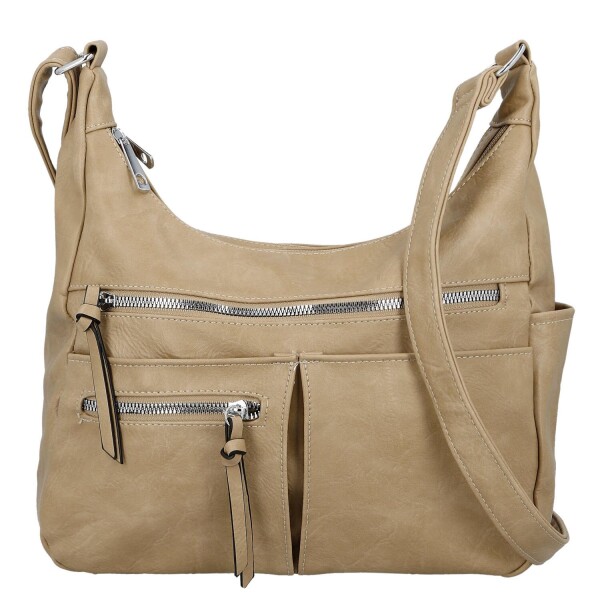 Stylová dámská koženková crossbody kabelka Timea, tmavě béžová