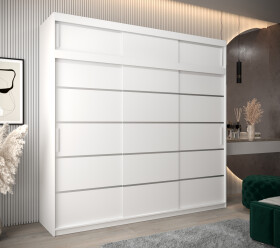 Šatní skříň Abi V1 s nástavcem Barva korpusu: Bílá, Rozměry: 250 cm, Dveře: Bílá