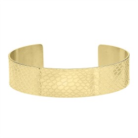 Pevný bangles náramek Regina Gold - chirurgická ocel, hadí vzor, Zlatá