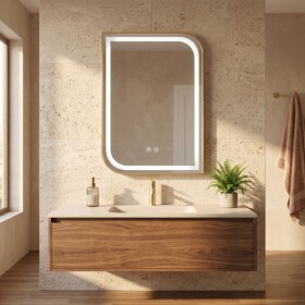 REA - Zrcadlo LED ZONE 80X60 GOLD BRUSH HOM-00209