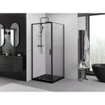 MEXEN/S - Exo sprchový kout dveře křídlové 95 x 95, transparent, černá 819-095-095-70-00