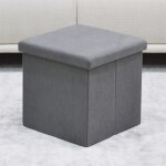 Taburet s úložným prostorem, šedá manšestrová látka