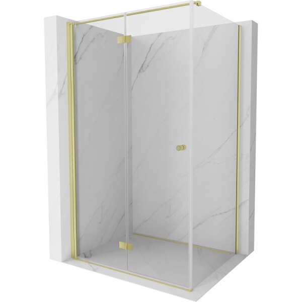 MEXEN/S - Mist-F sprchový kout skládací dveře levá 70 x 100, transparent, zlato kartáčovaná 8A6T-070-100-55-00-L