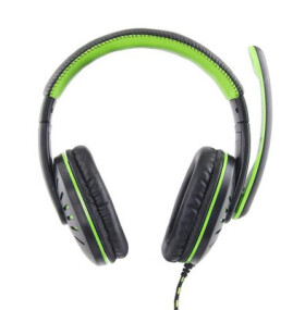 Esperanza EGH330G Crow černo-zelená / herní stereo sluchátka s mikrofonem / 3.5 mm jack / ovládání hlasitosti / 2 m (EGH330G)