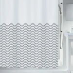 SPIRELLA Sprchový závěs TRENTO bílý / motiv vlny / 180 x 200 cm / polyester