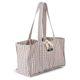 Humdakin Prostorná taška z organické bavlny Checkered, krémová barva, textil