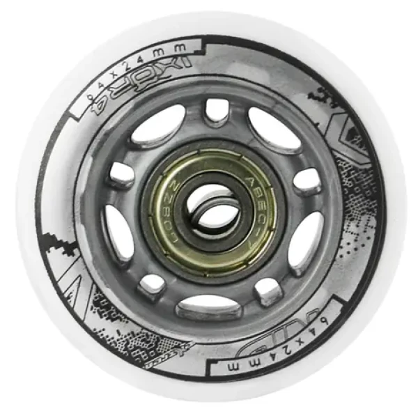 NILS Extreme Sestava bílých PU koleček 64x24 + ložiska ABEC7 (5907695515862)