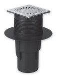 MIDAS Kanalizační vpusť - přímá D110, suchá protizápach.klapka s límcem, nerez.mřížka 150x150mm p1989