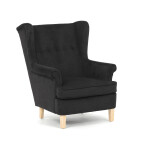 Křeslo ušák, černá látka, AK-388 BK2