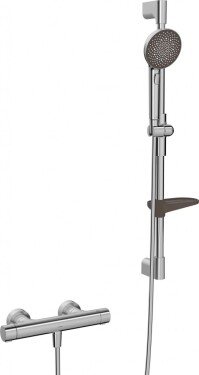 HANSA - Prisma Sprchový set s termostatem, 3 proudy, broušená ocel 4813042180