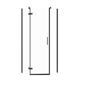 CERSANIT - Pětiúhelný sprchový kout JOTA 80X80X195, LEVÝ, průhledné sklo, černý S160-012