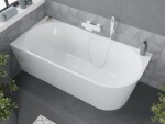 MEXEN/S - Mia volně stojící rohová vana levá 180 x 80, bílá, sifon a přepad bílá 52691808000L-20