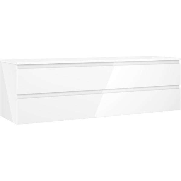 MEXEN/S - Orio koupelnová skříňka pod umyvadlo 160 cm s deskou, 2 zásuvky, bílá lesk 91A10-16047-2-BFFC00