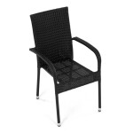 Židle zahradní, černý umělý ratan, kov, stohovatelná.