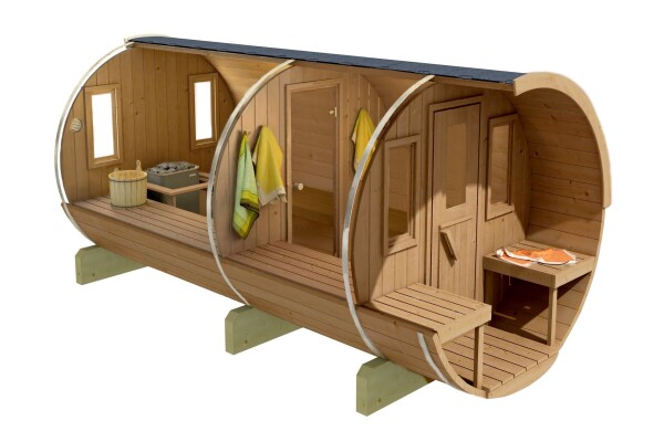 Sudová sauna 330 BOROVICE THERMO s terasou, rozložená CFSEO29L