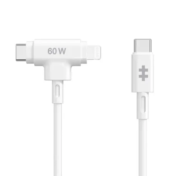 Hyper HyperJuice Nabíjecí hybridní kabel Silicone 60W USB-C (M) - Lightning 1.5m bílá (HJ4010WHGL)